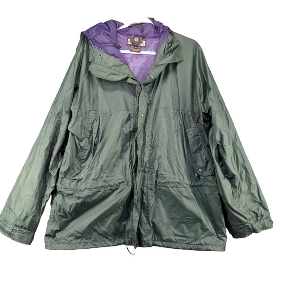 Red Ledge Men's Windbreaker Jacket Green XL Long Sleeve Hooded Full Zip Snap - Picture 1 of 14